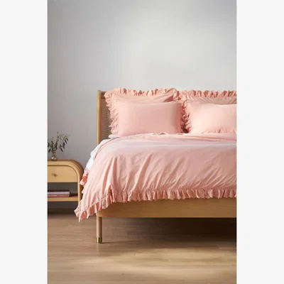 Anthropologie Loren Embroidered Percale Cotton Duvet Cover