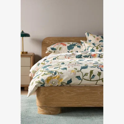 Anthropologie Hattie Cotton Slub Floral Duvet Cover