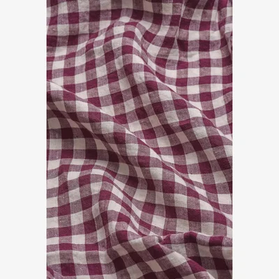 Anthropologie Piglet In Bed Berry Gingham Linen Duvet Cover