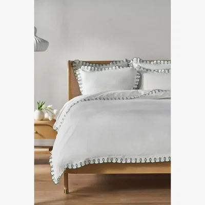 Anthropologie Maeve Looped Organic Percale Duvet Cover
