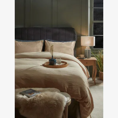 Cox and Cox Luxury Linen King Duvet Cover - Barley