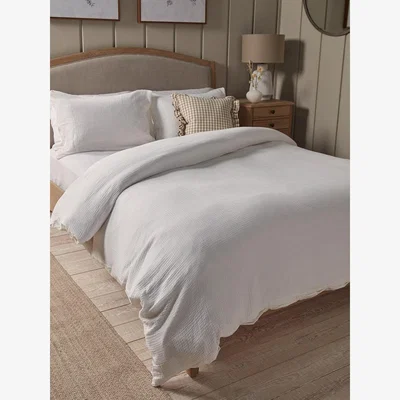 Cox and Cox Muslin Double Duvet Cover Set - White