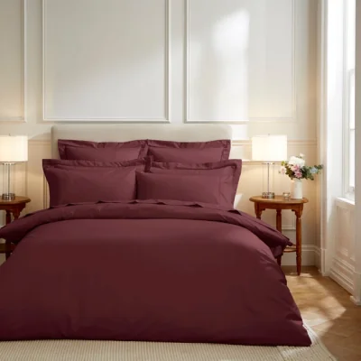 Dunelm Dorma Egyptian Cotton 400 Thread Count Percale Duvet Cover Red Dark Red