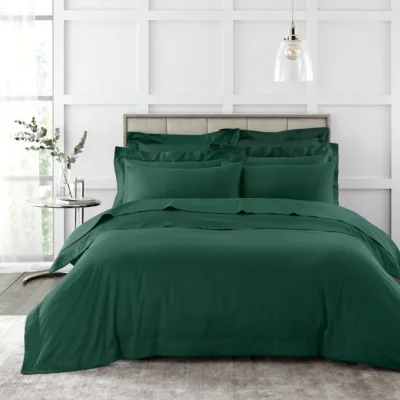 Dunelm Hotel 230 Thread Count Cotton Sateen Duvet Cover Green Green