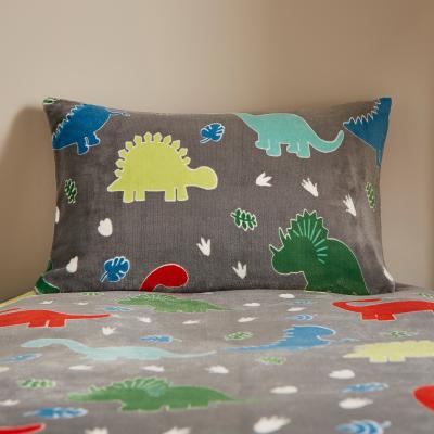 Dunelm Dinosaur Fleece Duvet Cover and Pillowcase Set Grey