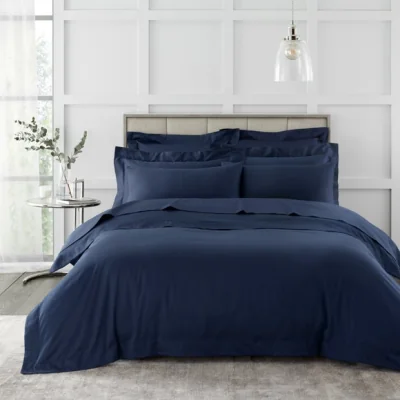 Dunelm Hotel 230 Thread Count Cotton Sateen Duvet Cover Navy Navy (Blue)