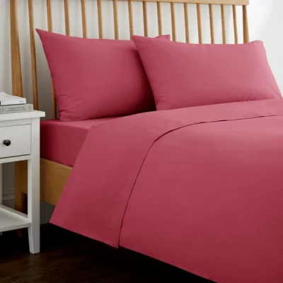 Dunelm Pure Cotton Plain Dye Duvet Cover Rhubarb