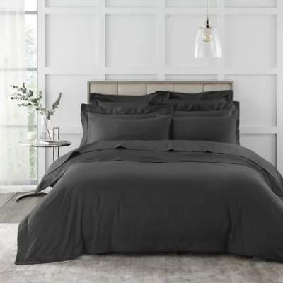 Dunelm Hotel 230 Thread Count Cotton Sateen Duvet Cover Charcoal Charcoal