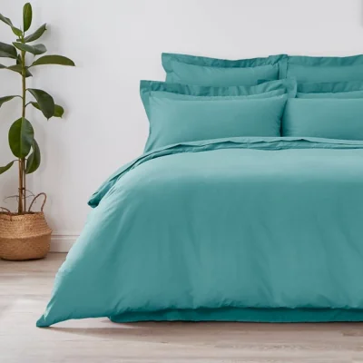 Dunelm Non Iron Plain Dye Duvet Cover Aqua