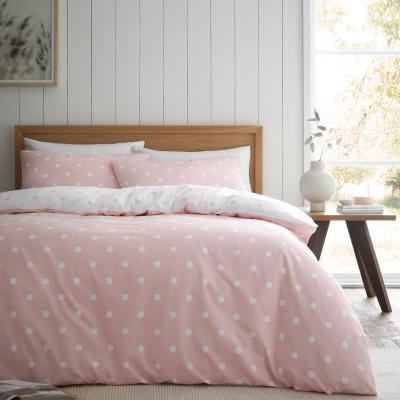 Dunelm Catherine Lansfield Brushed Cotton Polka Dot Duvet Cover Set Pink