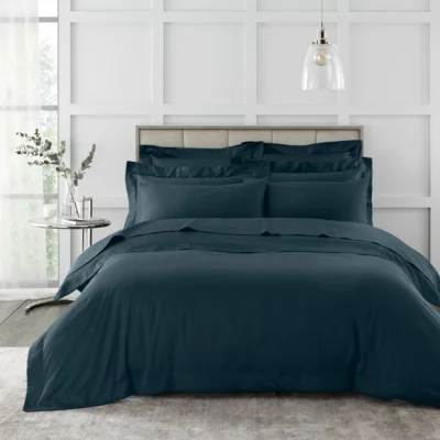 Dunelm Hotel 230 Thread Count Cotton Sateen Duvet Cover Raven Dark Blue