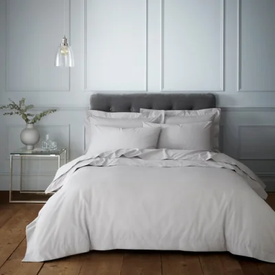 Dunelm Hotel 230 Thread Count Cotton Percale Duvet Cover Grey Grey