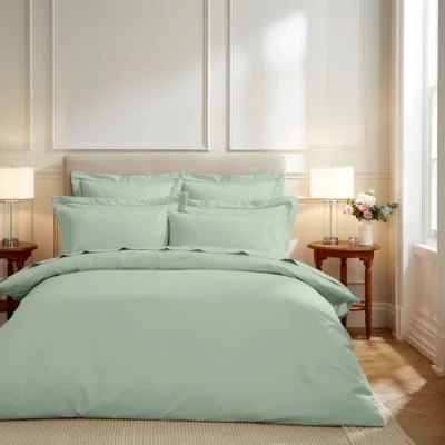 Dunelm Dorma Egyptian Cotton 400 Thread Count Percale Duvet Cover Sage Light Green