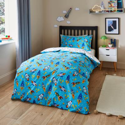 Dunelm Space Rocket Single Duvet Cover and Pillowcase Set Blue