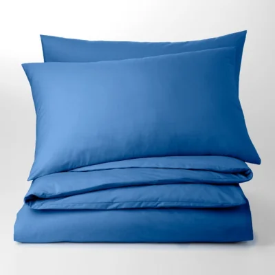 Dunelm Pure Cotton Classic Blue Plain Dye Duvet Cover Blue