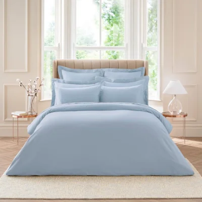 Dunelm Dorma 300 Thread Count 100% Cotton Sateen Norfolk Blue Duvet Cover Blue