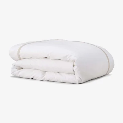 Feather & Black Langham Boarder Duvet Cover, Single - Natural