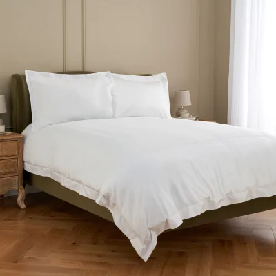 Feather & Black Langham Double Row Cord Duvet Cover, Single - White