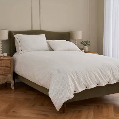 Feather & Black Cotton Collection Dyed Stripe Duvet Cover, King - Natural