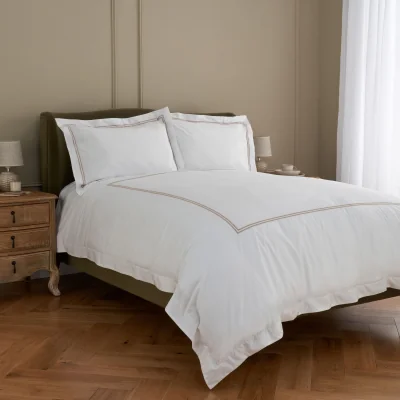 Feather & Black Langham Double Row Cord Duvet Cover, King - Natural