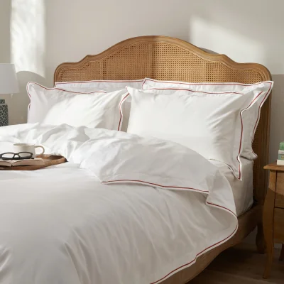 Feather & Black Kensington Ladder Stitch Duvet Cover, Rust, Super King
