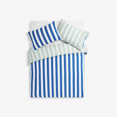 John Lewis John Lewis ANYDAY Block Stripe Reversible Pure Cotton Duvet Cover Set