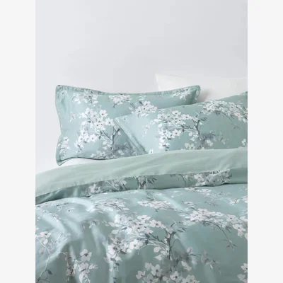 John Lewis John Lewis Blossom Duvet Cover Set, Sage Green