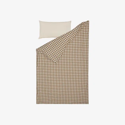 Kave Home Indalina duvet cover, sheet & pillowcase set in gingham GOTS-certified cotton 70 x 140 cm