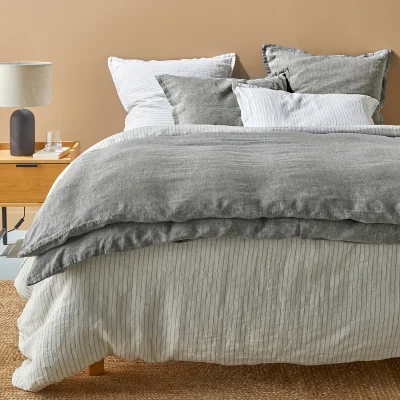 La Redoute Linot Striped 100% Washed Linen Duvet Cover