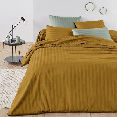 La Redoute Striped 100% Cotton Satin 300 Thread Count Duvet Cover
