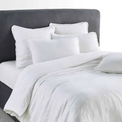 La Redoute Franja Fringed Washed Linen Blend Duvet Cover