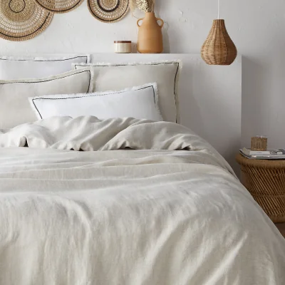 La Redoute Menorca Fringed 100% Washed Linen Duvet Cover