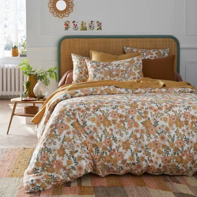 La Redoute Rosemary Floral Cotton and Washed Linen Duvet Cover