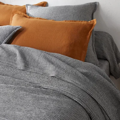 La Redoute Linot Check Washed Linen Duvet Cover