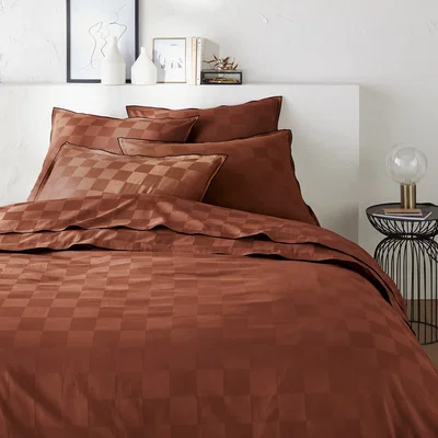 La Redoute Victor Checkerboard Washed Cotton Satin Duvet Cover