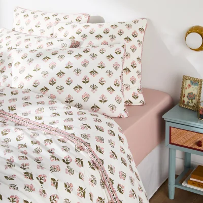 La Redoute Vandi Ecru Floral Print Washed Cotton Duvet Cover