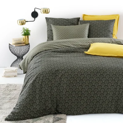 La Redoute Jacob Geometric 100% Cotton Satin 200 Thread Count Duvet Cover