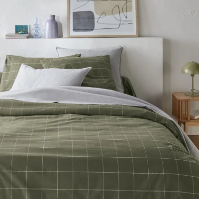La Redoute Charlie Khaki Brushed Cotton Duvet Cover