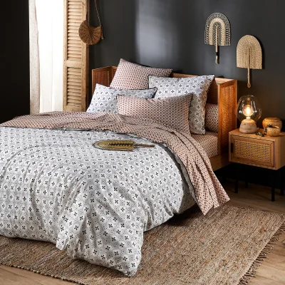 La Redoute Teyben Tiled Print Geometric 100% Cotton Reversible Duvet Cover
