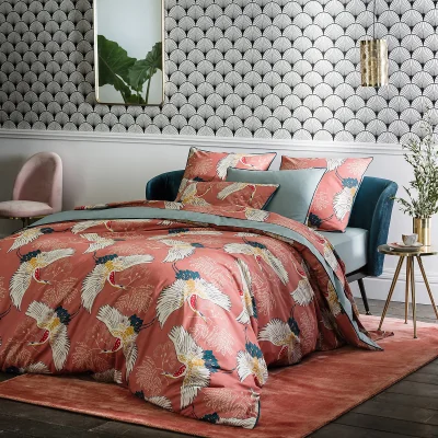La Redoute Grues Bird 100% Cotton Percale Duvet Cover