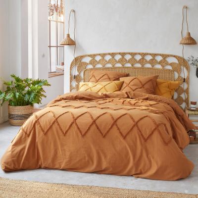 La Redoute Assa Boho Tufted 100% Cotton Caramel Duvet Cover