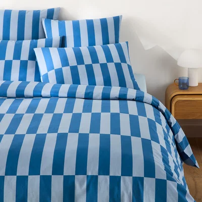 La Redoute Tabaka Blue Duvet Cover in 50% Recycled Cotton
