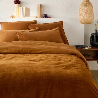 La Redoute Noria Double-Sided Duvet Cover in Washed Cotton/Velvet