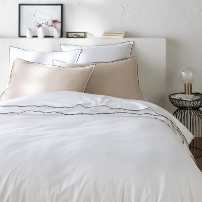 La Redoute Victor Plain 100% Washed Cotton Satin 300 Thread Count Duvet Cover