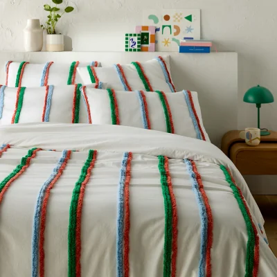 La Redoute Neil Striped Tufted 100% Cotton Duvet Cover