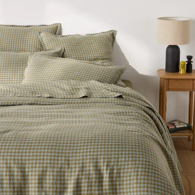 La Redoute Acélie Olive/Opaline Washed Linen Duvet Cover