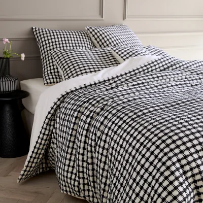 La Redoute Mikonis Graphic 100% Washed Cotton Percale 200 Thread Count Duvet Cover