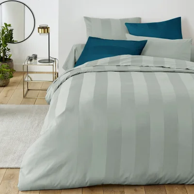 La Redoute Striped Cotton Satin 300 Thread Count Duvet Cover