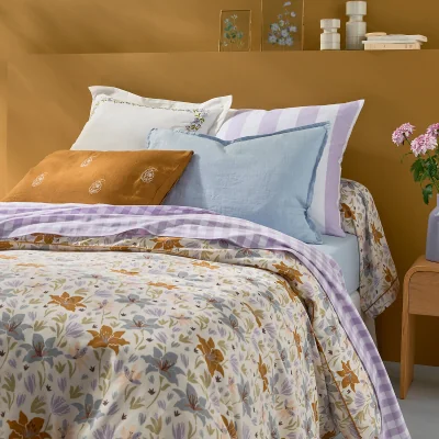 La Redoute Lizzie Floral 100% Cotton Satin 200 Thread Count Duvet Cover