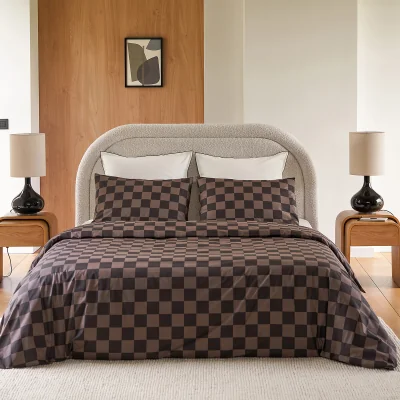 La Redoute John Checkerboard 100% Cotton Percale 200 Thread Count Duvet Cover